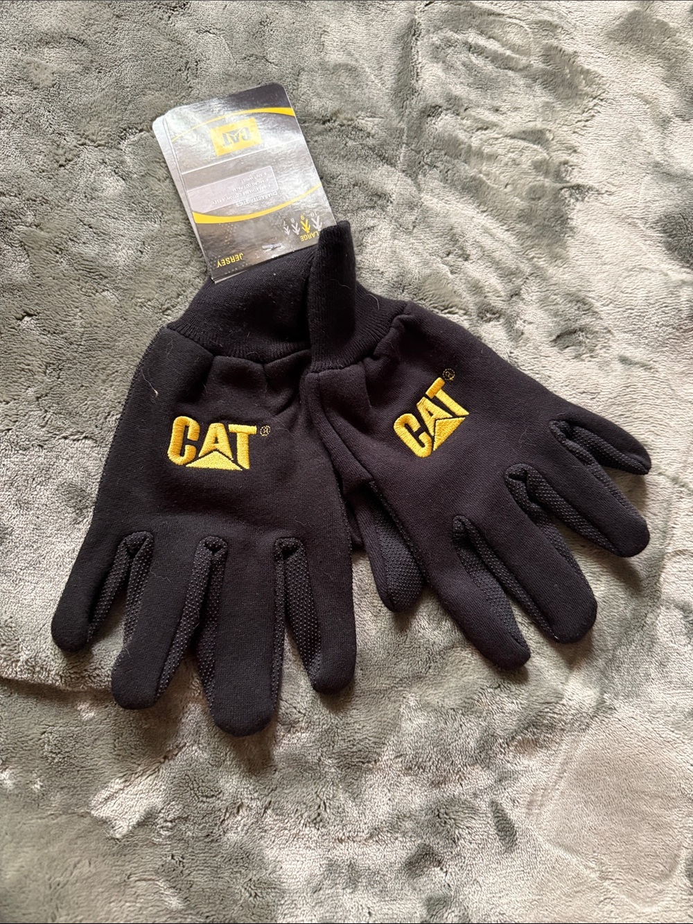 CAT men Black Mittens with Yellow Logo